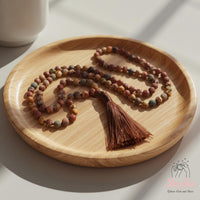 Red Creek Jasper Tassel Necklace | 108 Mala Beads Jewelry