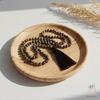 Dragon Bloodstone Tassel Necklace | 108 Mala Beads Jewelry