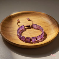 Amethyst Bracelet Square Beads | Layering Gemstone Jewelry