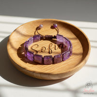Amethyst Bracelet Square Beads | Layering Gemstone Jewelry