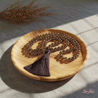 Smoky Quartz Tassel Necklace | 108 Mala Beads Jewelry