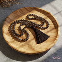 Smoky Quartz Tassel Necklace | 108 Mala Beads Jewelry