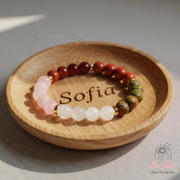 Love Bracelet | Moonstone Rose Quartz Red Jasper Carnelian Unakite