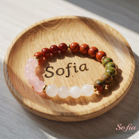 Love Bracelet | Moonstone Rose Quartz Red Jasper Carnelian Unakite