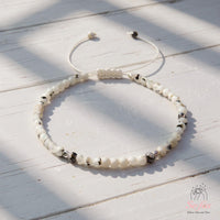 Black Moonstone Bracelet | Delicate Layering Gemstone Jewelry