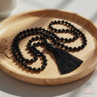 Obsidian Tassel Necklace | 108 Mala Beads Jewelry