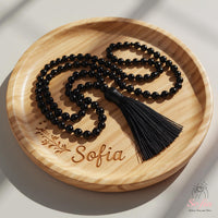 Obsidian Tassel Necklace | 108 Mala Beads Jewelry