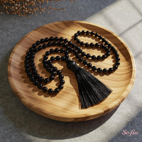 Obsidian Tassel Necklace | 108 Mala Beads Jewelry