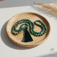 Ruby & Zoisite Tassel Necklace | 108 Mala Beads Jewelry