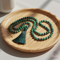 Ruby & Zoisite Tassel Necklace | 108 Mala Beads Jewelry