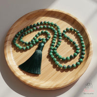 Ruby & Zoisite Tassel Necklace | 108 Mala Beads Jewelry