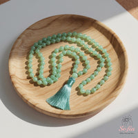 Green Aventurine Tassel Necklace | 108 Mala Beads Jewelry