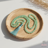 Green Aventurine Tassel Necklace | 108 Mala Beads Jewelry