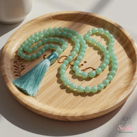 Green Aventurine Tassel Necklace | 108 Mala Beads Jewelry