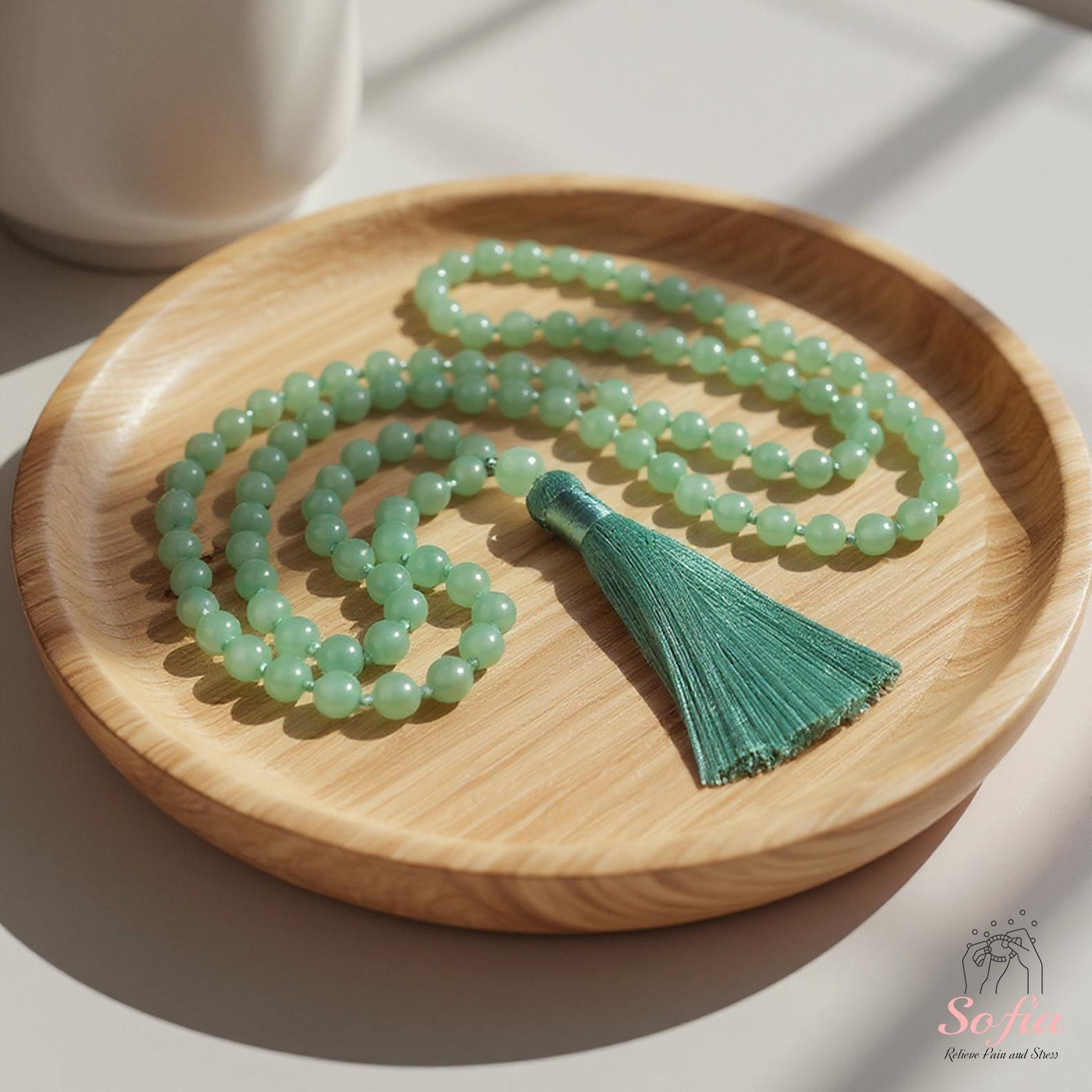 Green Aventurine Tassel Necklace | 108 Mala Beads Jewelry