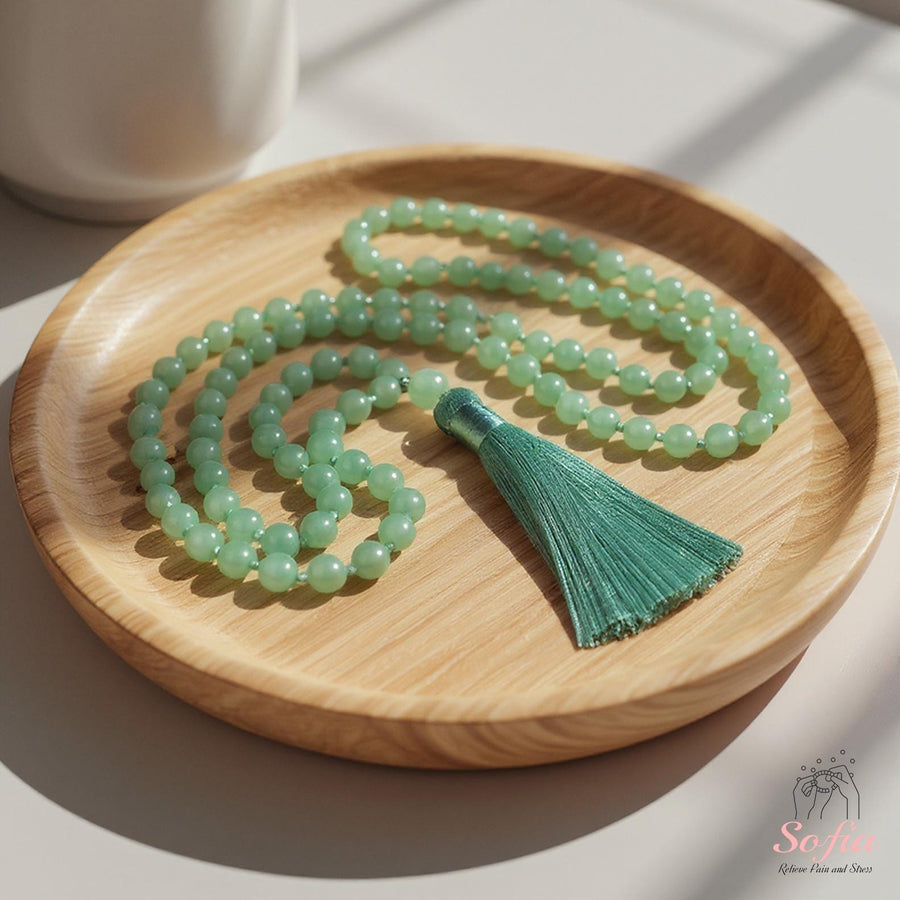 Aventurine Mala Necklace | Meditation Jewelry - photo 1