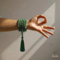 Green Aventurine Tassel Necklace | 108 Mala Beads Jewelry