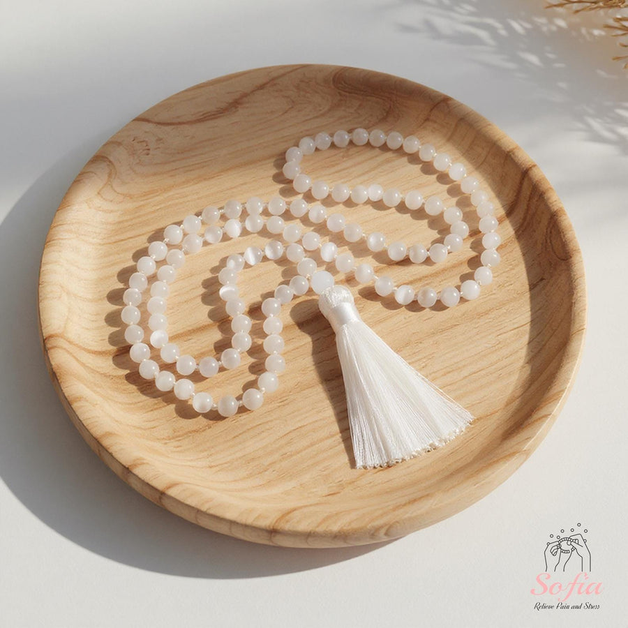 Selenite Mala Necklace | Meditation Jewelry - photo 1