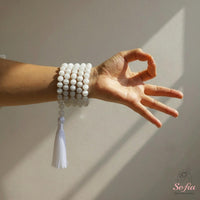 Selenite Tassel Necklace | 108 Mala Beads Jewelry