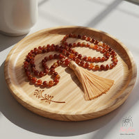 Red Agate Tassel Necklace | 108 Mala Beads Jewelry