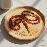 Red Agate Tassel Necklace | 108 Mala Beads Jewelry