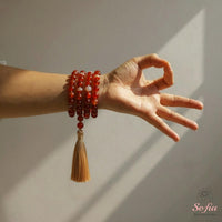 Red Agate Tassel Necklace | 108 Mala Beads Jewelry