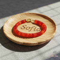 Carnelian Bracelet Gold Toggle Clasp | Layering Gemstone Beaded Jewelry
