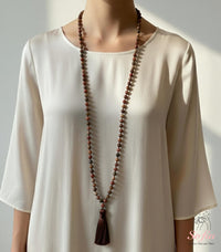 Red Creek Jasper Tassel Necklace | 108 Mala Beads Jewelry