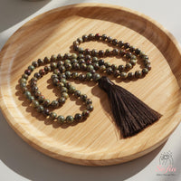 Dragon Bloodstone Tassel Necklace | 108 Mala Beads Jewelry