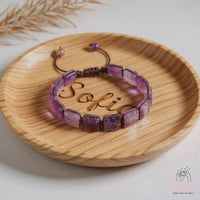 Amethyst Bracelet Square Beads | Layering Gemstone Jewelry