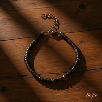 Obsidian Bracelet | Layering Gemstone Heishi Beaded Bracelets