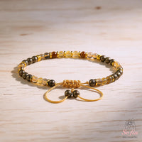Citrine & Pyrite Bracelet | Delicate Layering Gemstone Jewelry
