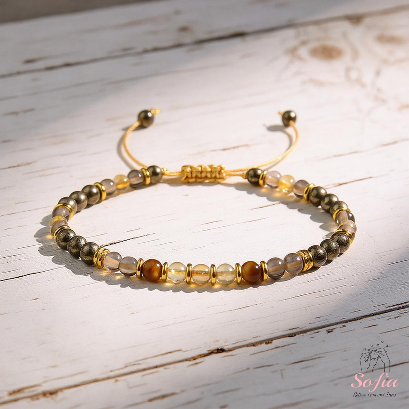 Citrine & Pyrite Bracelet | Delicate Layering Gemstone Jewelry