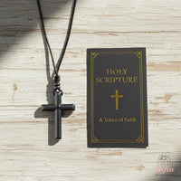 Hematite Cross Necklace |  Personalized Engraved Crucifix Pendant