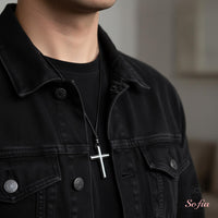 Hematite Cross Necklace |  Personalized Engraved Crucifix Pendant