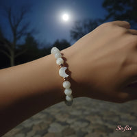Moonstone Moon Charm Bracelet | Crystal Jewelry