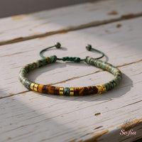 Turquoise Tigers Eye Bracelet | Layering Gemstone Heishi Beaded Bracelets