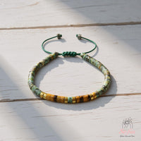 Turquoise Tigers Eye Bracelet | Layering Gemstone Heishi Beaded Bracelets