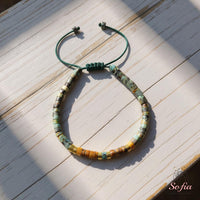 Turquoise Tigers Eye Bracelet | Layering Gemstone Heishi Beaded Bracelets