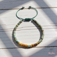 Turquoise Tigers Eye Bracelet | Layering Gemstone Heishi Beaded Bracelets