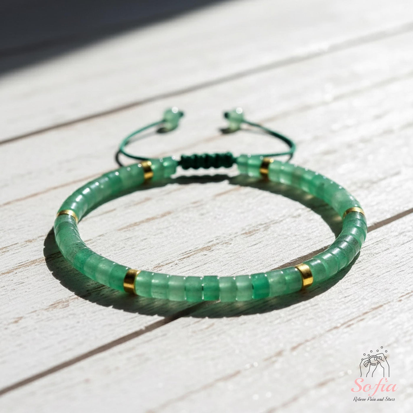 Green Aventurine Bracelet | Layering Gemstone Heishi Beaded Bracelets