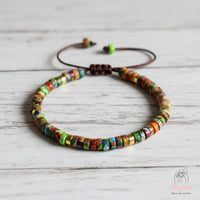 Floral Jasper Bracelet | Layering Gemstone Heishi Beaded Bracelets
