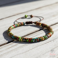 Floral Jasper Bracelet | Layering Gemstone Heishi Beaded Bracelets