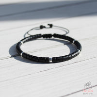 Black Onyx Bracelet | Layering Gemstone Heishi Beaded Bracelets