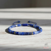 Blue Aventurine Bracelet | Layering Gemstone Heishi Beaded Bracelets
