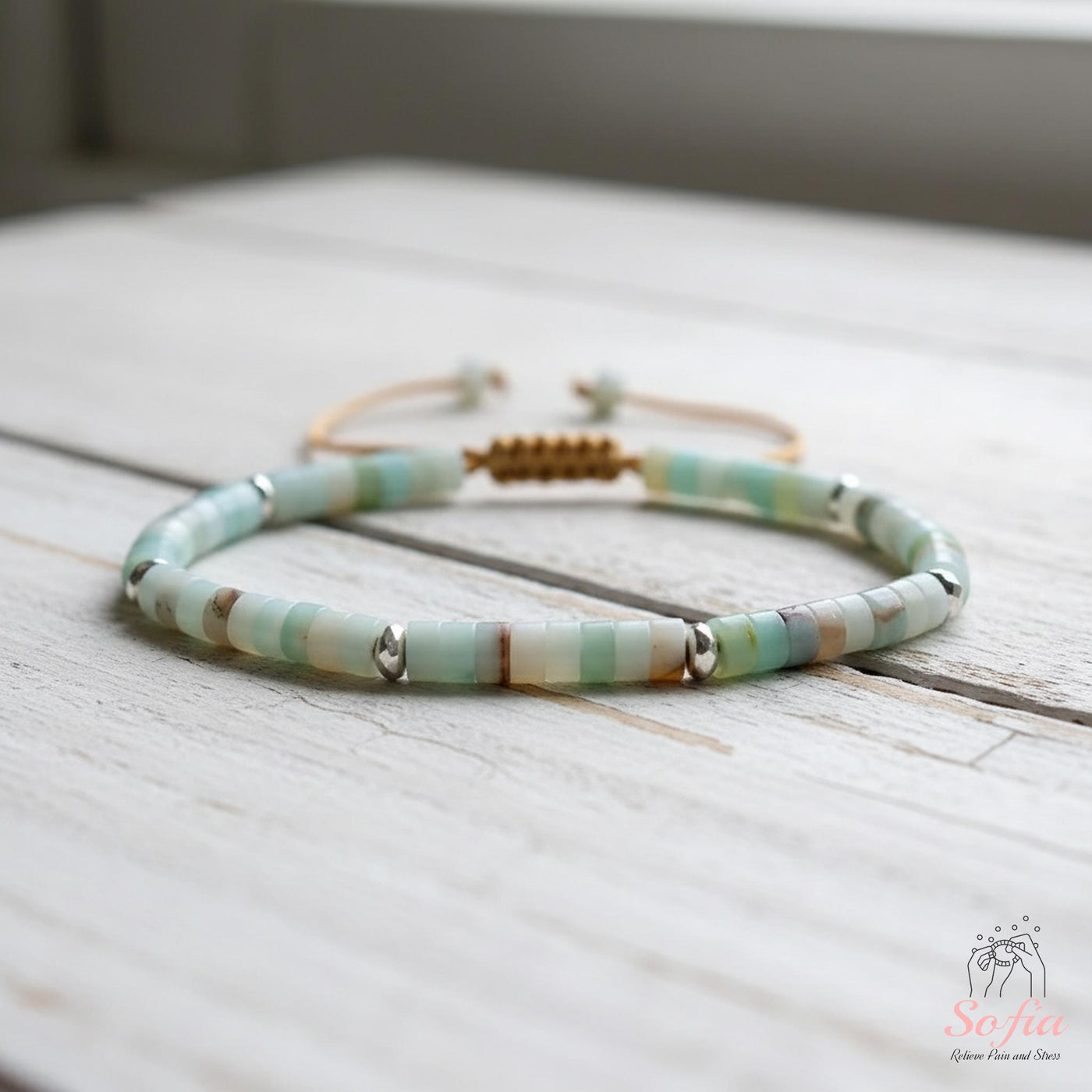 Amazonite Bracelet | Layering Gemstone Heishi Jewelry