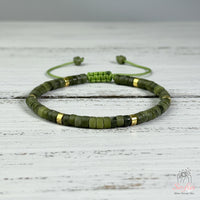 Nephrite Jade Bracelet | Layering Gemstone Heishi Beaded Bracelets