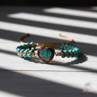 Turquoise Jasper Heart Bracelet | Layering Gemstone Jewelry