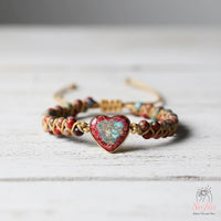 Red Jasper Heart Bracelet | Layering Gemstone Jewelry