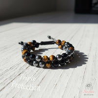 Triple Protection Bracelet Double Layer | Layering Gemstone Jewelry
